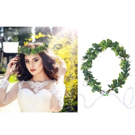 Frcolor Bridal Hair Accessories, Garland, Flower Crown, Hair Accessories, Headdress, Hair Ornament, Photo Shoot Dance, Costume Decoration, Green Leaves, Christmas, Wedding, Party, Bride, plastic,