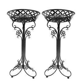 Sungmor Lightweight Metal Flower Pot Stands - 2 Pack 29.7 Inches Tall Black Plant Stand - Rustproof Potted Plant Holder Container Support - Indoor & Outdoor Elegant Corner Decorative Display Rack