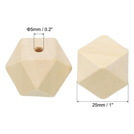 PATIKIL 25mm Natural Wood Beads, 20 Pack Unfinished Wooden Beads Geometric Hexagon Loose Beads Spacer Beads for DIY Craft Jewelry Making Home Decoration, Brown