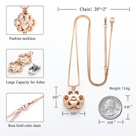 Pet Cremation Jewelry For Ashes For Dog/Cat Paw Stainless Steel Memorial Locket Urn Necklace Inside Mini Case Keepsake Cremation Jewelry Women Men