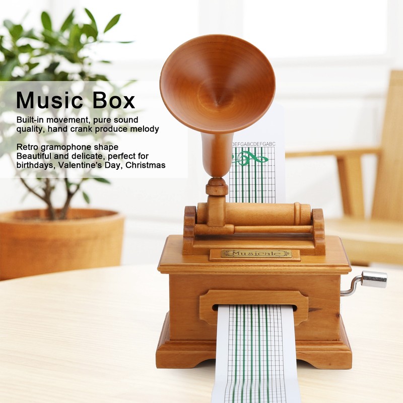 Gramophone Music Box Vintage Hand Crank Musical Box DIY Birthday