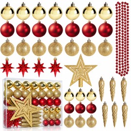 Duwinja 42PCS Adornos Bolas de Navidad,1.96 Inch Esferas Navideñas Grandes Inastillables Rojas y Doradas Bolas Colgantes para Decorativos Árbol de