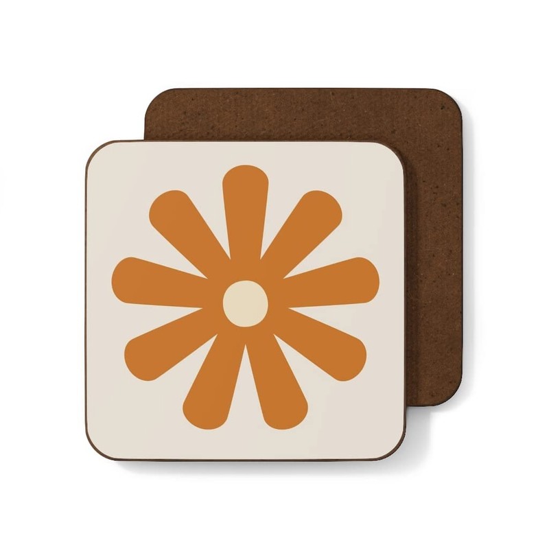 4 Coaster Set 60s 70s Retro Flowers