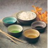 RSVP International Japanese Crackle Glaze Ceramic Bowl Set Dishwasher Safe,
