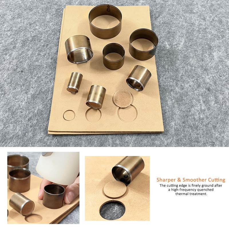 YKSPLUSK Leather Circle Cutter Tool Set, 7 Pieces Circle Punch