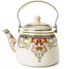Floral Ceramic Enamel Teapot Tea Kettle for Stovetop,Large Porcelain Enameled