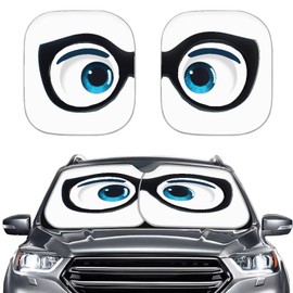 INSTANTARTS Eye with Glasses Car Sunshades 2pcs Car Front Window Sun Shade UV Protection Keep Your Car Cool Universal Fit