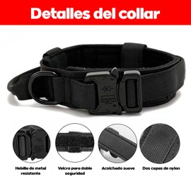 PIXCOOL Dog Leash and Collar Set, Tactical Design, Adjustable, Medium Large Dog, L, Black/White, Nylon, 27 inches Neck, Includes Tactical Leash