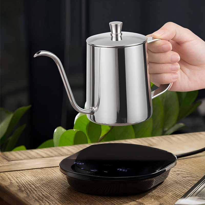 CHFNJJ Stainless Steel Coffee Pot, Gooseneck, Narrow Mouth Drip Kettle,