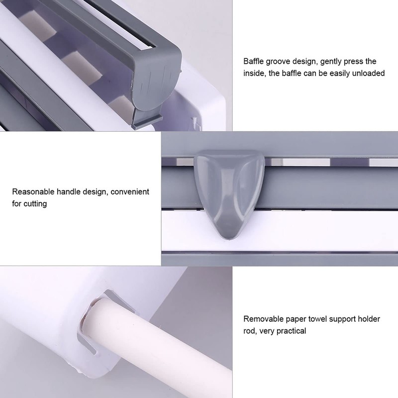 Paper Holder Storage Rack, Wall Mounted Plastic Wrap Foil Dispenser