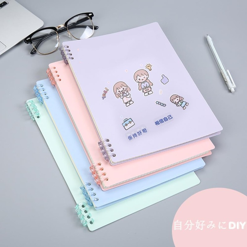 Binder Rings, 12 Pieces, 6 Colors, 4 Holes, Plastic, Binder,