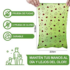 RENDIN 255 Bolsas para Perro Biodegradables,Prueba de Fugas y Fragante Bolsitas para Perro,17 Rollos + 1 Dispensador+1 Clip