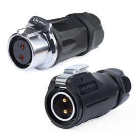 CNLINKO LP-20 2 PIN Waterproof Connector, IP68 Circular Connector, Quick Plugging Aviation Connector, PBT Plastic Shell Solder Connector, Marine Industry Connector Male Plug Inline Plug-In (2 PIN)