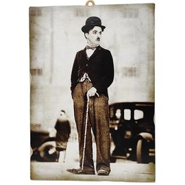 KUSTOM ART Charlie Chaplin Charlotte Charlotte Laser Print on MDF Wood 25 x 18 cm
