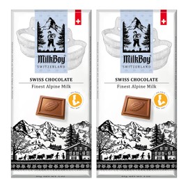 Milkboy Swiss Chocolates Chocolate Bars - Premium Swiss Alpine Milk Chocolate - Smooth European Milk Chocolates Gift - Sustainably Farmed Cocoa - Gluten Free - 3 oz, Pack 2