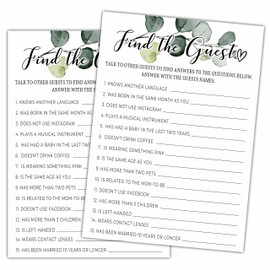 Qoamp Greenery Find The Guest Baby Shower Games, 25 Eucalyptus Gender Neutral Cards, Gender Reveal Party Game Set for Women, Men-A11