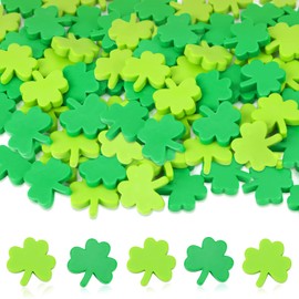 JUNEBRUSHS 50 Pcs Mini Shamrocks St. Patrick's Day Resin Shamrock Fake Shamrock St Patricks Day Crafts Ornaments for Vase Filler Party Supplies Home Table Decor