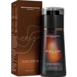 Polar Haircare – Shampoo Tinte para Canas (Castaño Medio) 200ml – Tinte Natural Semi Permanente para Hombres y Mujeres – Vegano y Fácil de Usar
