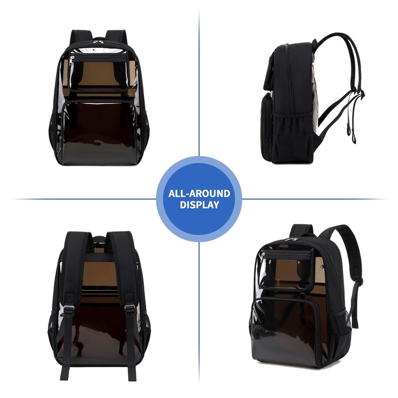 ASKSKY Clear Backpack, Clear Bookbag for School, Oxford Fabric &