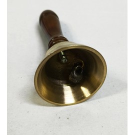 Solid Brass Hand Call Bell, Super Loud, Wood Handle (5.2 Inches)