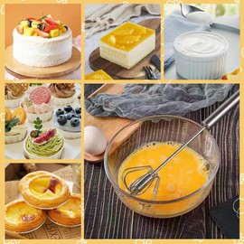 PACIOCEAN Push Whisk,Hand Push Egg Beater Mixers, 2 Stainless Whisks in 10" and 14" Sizes, Perfect for Blending, Whisking, Beating, Stirrin