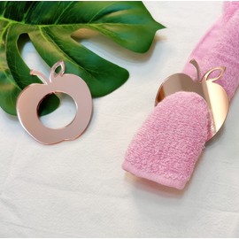 Acrylic Napkin Ring Holder,Acrylic Napkin Ring for Anniversary,Easter,Bridal Shower Party Décor, Engagement Apple Shaped Crafting Sets of 10 (Rose Gold Mirror)