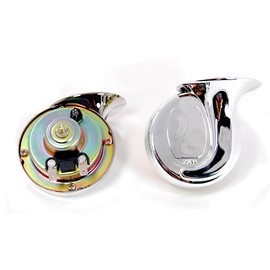 Dual Tone Car Horn with High and Low Tone Universal Application; Chrome Finish