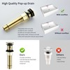 Brushed Gold Bathroom Sink Faucet 3 Hole，Waterfall Bathroom Faucet 4