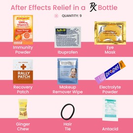Rally 1 Pre-Filled Hangover Kit Bottle for Bachelorette Party Favors, 21st Birthday Gift, Wedding Favors, Girls Trips, Cruises & Celebrations | 9 Piece Hangover Supplies & Bag