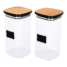 Baum Brothers Set 2 Pz Frasco Hermetico Borosilicato Tapa De Bambu 1.4l