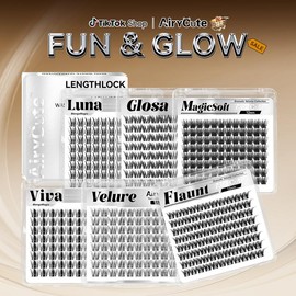 AiryCute LengthLock Collection | Lash Clusters Luna Glosa Viva Velure Flaunt 8mm-16mm Ultra-Dense Waterproof Long-Lasting DIY Lashes for Flawless Look:_Glosa_10mm