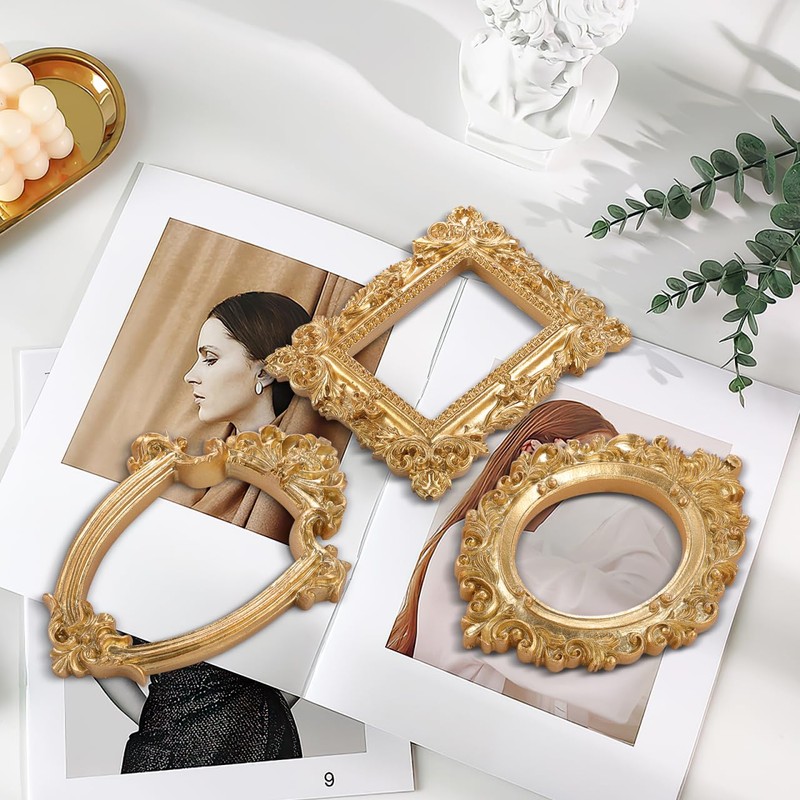 Cabilock 1 Set 4 Pcs Photo Frame Props Gold Picture