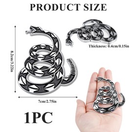 Jawfait Dont Tread on Me Car 3D Metal Sticker, Rattlesnake Vehicle Decal, Gadsden Flag Auto Emblem for Automotive Truck Motorcycle Vans (Silver)