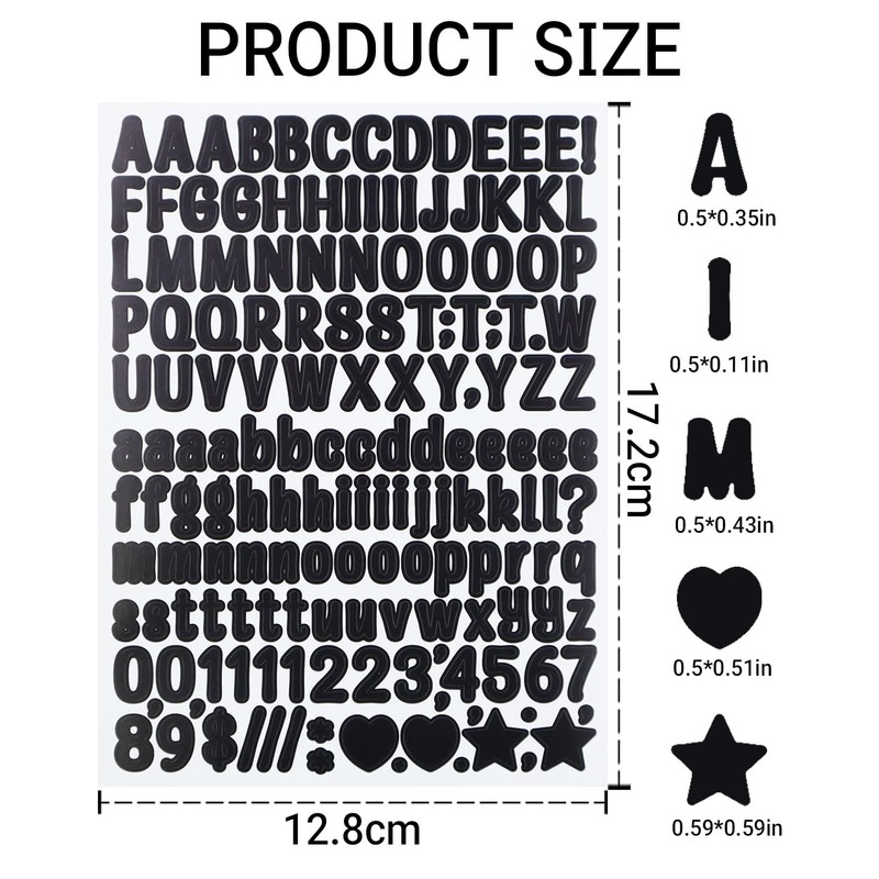 8 Sheets 0.5 Inch Small Vinyl Letter Sticker for Scrapbooking,
