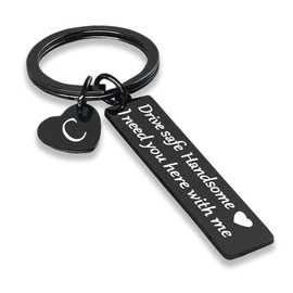 SSLBeryl Drive Safe Keychain Gifts for Boyfriend Valentines Day Anniversary Birthday Gifts for Him Husband Keychains for Men (C-black)