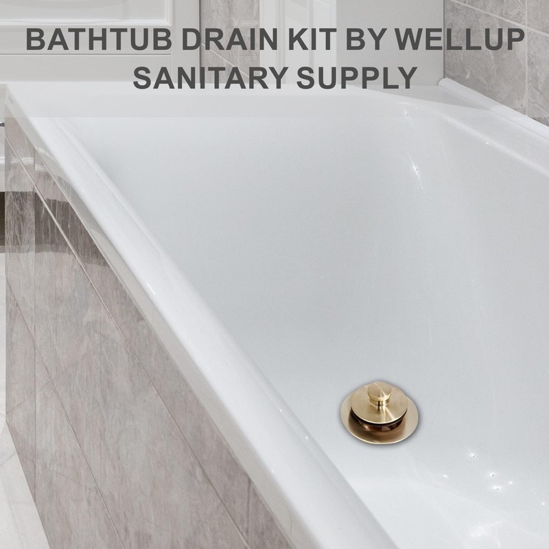 Bathtub Tub Drain Conversion Kit Assembly, Wellup Lift and Turn