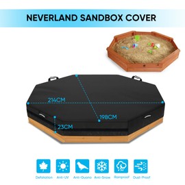 NEVERLAND NEVERLAND Octagon Sandbox Cover Waterproof - Outdoor 420D Heavy Duty Sand Box Cover for Kids, UV Resistant and Dustproof for Protecting Children's Sandbox Sand and Toys (Black, 84" X 78" X 9")