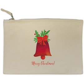 'Merry Christmas Greeting With Red Bell ' Canvas Clutch Bag/Accessory Case (CL00041850)