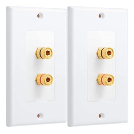 jingfei Single 1.0 Speaker Wire Wall Plate (Banana Plug Wall Plate) for 1.0 Speaker, White