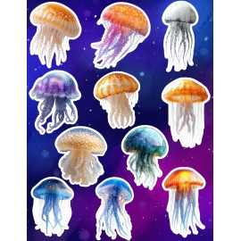 Unbranded Ocean Jellyfish Die Cut Vinyl Stickers Set Scrapbooking Laptop Waterbottle
