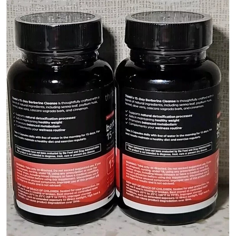 THINBI 2-PK Colon Cleanse Berberine Supplement 1500mg - 2 Pack