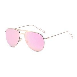 Aviator Women Men Fashion Designer Sunglasses Metal Frame Colored Lens OWL (Gold_Rose, PC Lens)