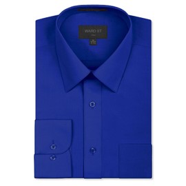 Ward St Men's Regular Fit Dress Shirts, XL, 17-17.5N 36/37S, Royal Blue