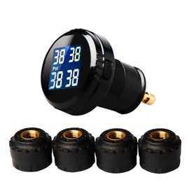 VESAFE Sistema inalámbrico de monitoreo de presión de neumáticos (TPMS) para vehículos de tamaño pequeño de 4 neumáticos, incluyendo 4 sensores de tapa externa (0-87PSI)