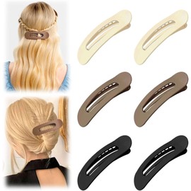 French Concord Lay Flat Claw Clips, 6Pcs Curved Hair Clips, Alligator Hair Clip for Various Hairstyles