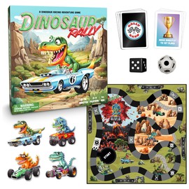 Raincorn Games - Dinosaur Rally Card & Dice Kids Board Game for Ages 4 - Family Games, Classroom Activities for Kids Learning
