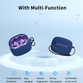 for JBL Tune Beam 2 Case Cover,NOUKAJU Earphone Protective Cover(with Carabiner + Lanyard + Cleaning Pen) Drop-Proof,Shock-Proof,Dust-Proof,Protective Case for JBL Tune Beam 2(Blue)