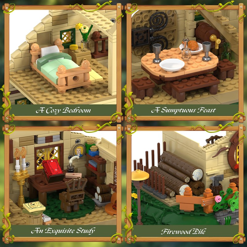 Medieval Fantasy A-Frame Cabin Building Blocks Set, 2088Pcs Architecture Tree