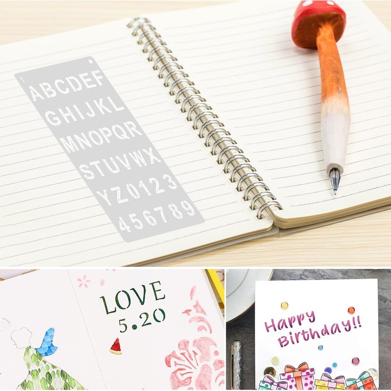 12 Pcs Alphabet & Number Letter Stencils Set – Reusable