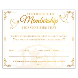 Certificate of Membership, 25 Pcs Church Recognition Certificates for New Members, Gold Foil Religious Membership Certificate, Christian Bible Scripture Favors & Supplies -05